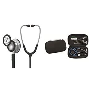 3M Littmann Stéthoscope de Surveillance Classic III, Tubulure Noire, 69 cm, 5620 + GIMA ÉTUI CLASSIC pour stéthoscope - noir.