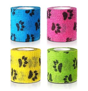 SIGANDG Self-Adhesive Elastic Breathable Bandages for Pets for Wrist and Ankle Sprains (Width 5 cm) (Pack of 4)