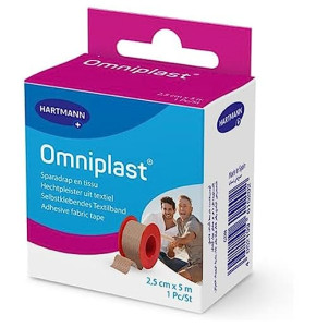 Omniplast - Sparadrap En Tissu - Forme Modulable - Préserve La Peau - 2,5 cm x 5 m - 1 Unité