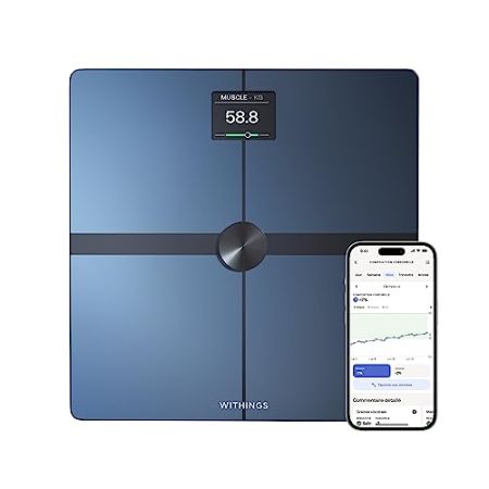 WITHINGS Body Smart - Balance connectée WIFI avec composition corporelle avancée (Poids, Masse grasse/ Musculaire/ Osseuse, Eau, Indice de graiss...