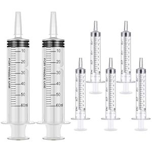 Hovin Seringue 60ml, 10ml Seringue Plastique avec Tuyau en PVC de 2 m