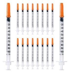 Lot de 20 tubes en plastique de 1 ml/cc 30G (0,3 x 12,7 mm), outils de mesure polyvalents, emballés individuellement (30G 1/2