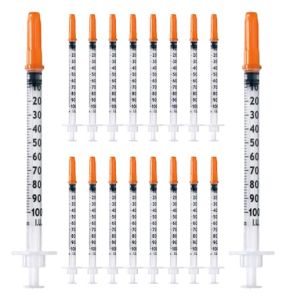 Lot de 20 tubes en plastique de 1 ml/cc 30G (0,3 x 12,7 mm), outils de mesure polyvalents, emballés individuellement (30G 1/2