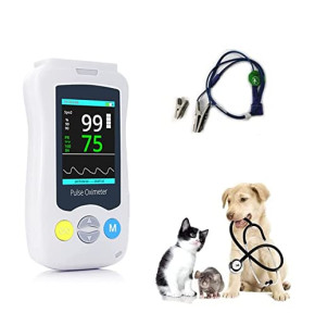 Oxymètre de pouls vétérinaire portable, oxymètre de pouls vétérinaire chat chien SPO2 moniteur de fréquence cardiaque oreille/langue SPO2 ca...