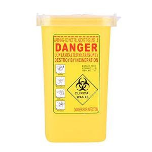 Insure Safety Tattoo Conteneur en Plastique pour Objets Pointus, Boîte à Déchets, Boîte à Déchets de Taille 1L, pour l'Élimination des Aiguilles