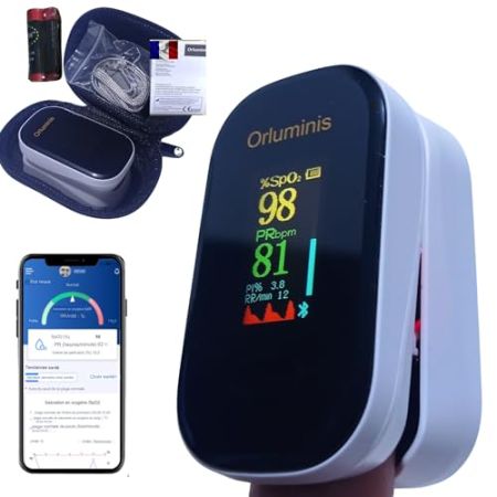 Oxymetre de doigt professionnel-oxymètre de doigt-4 paramètres SpO2,PR, PI, RR -Certifier-Oxymetre de doigt bluetooth-oxymetre connect-oxymetre-s...