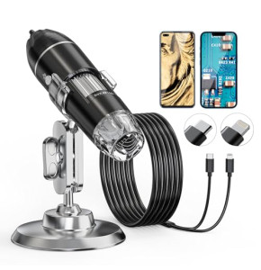 Microscope numérique USB, AOPICK Caméra de Endoscope à Grossissement 50X-1600X, Microscope Digital Portable avec 8 Lumières LED pour Android (U...