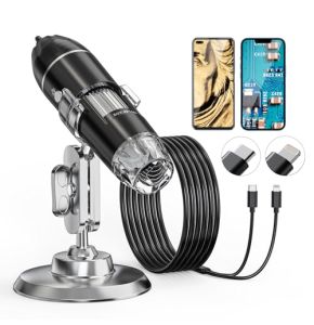 Microscope Numérique USB, AOPICK Caméra de Endoscope à Grossissement 50X-1600X, Microscope Digital Portable avec 8 Lumières LED pour Android