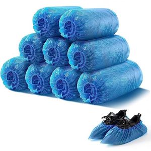 USTNIR Pack of 100 Disposable Plastic Shoe Covers, Disposable CPE Slippers, Disposable Shoe Covers