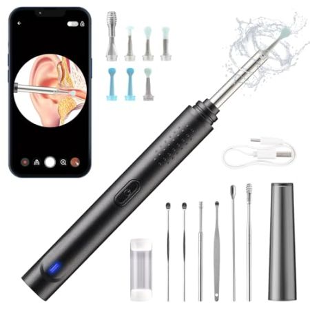 Jkevow Otoscope Oreille, Camera Oreille 1080P HD Kit Camera Oreille d'élimination du cérumen avec 6 lumières LED, outil de nettoyage d'oreille d...