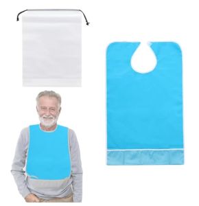 Bavoir Adulte, Bavoirs Adultes pour Manger, Étanche Bavoir Adulte pour Personnes Âgées, Bavoir Adulte avec Poche, Lavable Bavoir Adulte