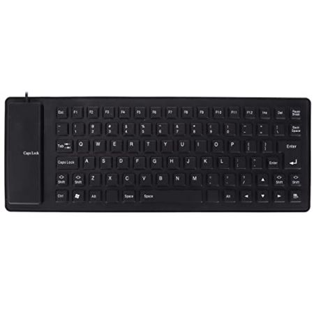 VBESTLIFE Clavier en Silicone, étanche, Portable Léger, Différentes Couleurs, Bouton Muet, Doux et Confortable pour PC (Noir)