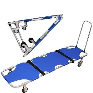 RUANLOV Emergency Portable Patient Transport Stretcher, Folding Aluminum Alloy Stretcher, Portable Thickened Four-Wheel Stretcher
