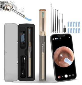 Otoscope Oreille, Wohlmen Iscope Pro Max Oreille, 1920P HD Kit Camera Oreille d'élimination du cérumen avec 6 lumières LED, adapté aux IPhone, ...