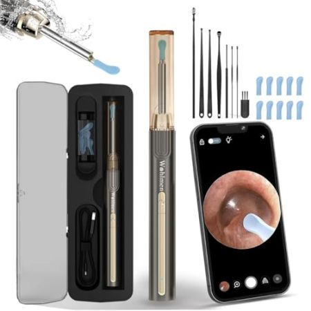 Otoscope Oreille, Wohlmen Iscope Pro Max Oreille, 1920P HD Kit Camera Oreille d'élimination du cérumen avec 6 lumières LED, adapté aux IPhone, ...