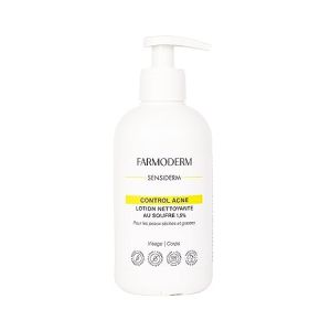 FARMODERM ACNE CONTROL Nettoyant au Soufre - Peau Grasse et Anti-impuretés - Anti Boutons et Points Noirs sur visage, nez, dos, corps - Soin pour ...