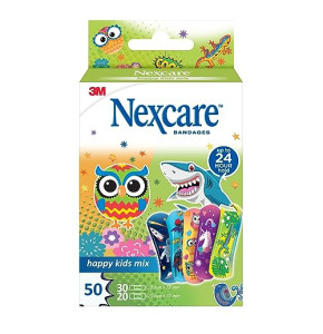 Pansements Nexcare Happy Kids Mix Plasters, Assortiment, 50/Boîte