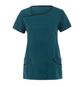 Blouse Esthéticienne Tunique Grande Taille avec Poche Chemisier Blanche Chic Veste Élégante