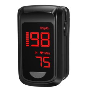 HOLFENRY Oxymètre de Doigt, Oxymètre de Pouls pour Mesurer le Pouls et la Saturation en Oxygène sur le Doigt (Noir)