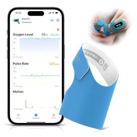 Oxymètre de pouls pour bébé de 0 à 3 Ans, oxymètre de pouls Rechargeable pour bébé au Pied, Surveillance de l'oxygène dans Le Sang, du Ryth...