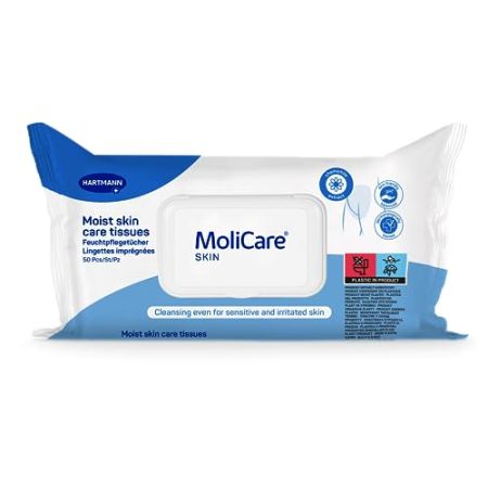 MoliCare Skin - Lingettes Imprégnées Pour Toute Occasion - Enrichies à la Camomille - pH Neutre à la Peau - Sachet de 50 unités