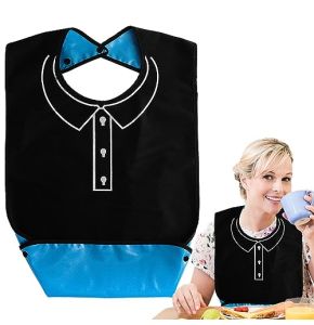 Waterproof Adult Bib with Crumb Catcher Pocket