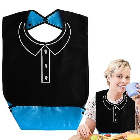 Waterproof Adult Bib with Crumb Catcher Pocket