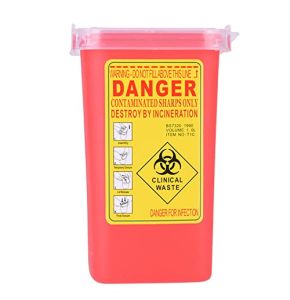 Heaveant 1 Litre Sharps Bin, Conteneur à Aiguilles, Sharp Disposal récipient, Boîte à déchets médicaux pour Tatouage jetable (Rouge)