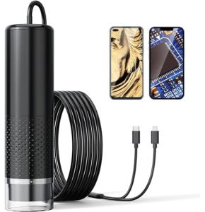 Microscope numérique USB, Endoscope de grossissement 50X-1600X Portable AOPICK, Microscope Digital Portable avec 8 LED pour Android (USB-C), iPhon...