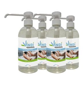 Vindi Désinfectant - solution hydroalcoolique - Lot de 4 flacons de 500ml - Fabrication Française - 76% d'alcool - Désinfection des mains et des...