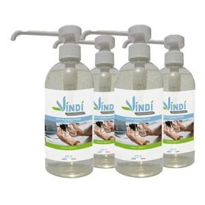 Vindi Désinfectant - Solution Hydroalcoolique - Lot de 4 Flacons de 500ml - Fabrication Française - 76% d'Alcool - Désinfection des Mains et des Surfaces