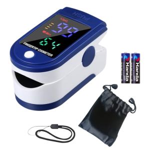 Professional Finger Oximeter - LED Screen with Case and Cord - Electronic Pulse Oximeter with Heart Rate Monitor - SPO2 - Batteries Included