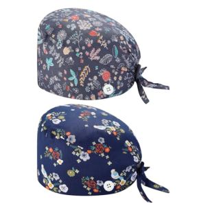 Tadipri Calot Chirurgien Femme Chapeaux de Travail avec Boutons Noués à Dos Sweatband Chapeau Réglable Capuche Casquette Queue Cheval Calot Chirurgical