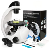 Microscope Enfant Microscope Inversé 40X-320X, Microscope Composé Monoculaire avec LED et Groupe d'échantillons, Microscope Optique, Support de ...