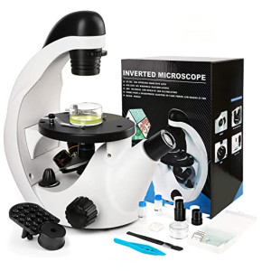 Microscope Enfant Microscope Inversé 40X-320X, Microscope Composé Monoculaire avec LED et Groupe d'échantillons, Microscope Optique, Support de ...