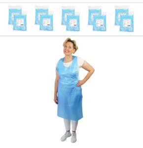 ARNOMED Disposable PE Apron 500 Pcs, Waterproof Aprons, 30µ Thick Plastic Aprons, Disposable Block Aprons 75x150cm, Blue Apron