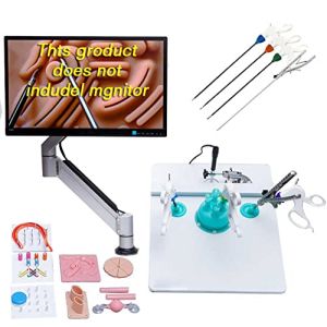 Teaching Model, Laparoscopic Surgery Simulation Box, Foldable Laparoscopy Box with 4 Surgical Instruments and 10 Modules