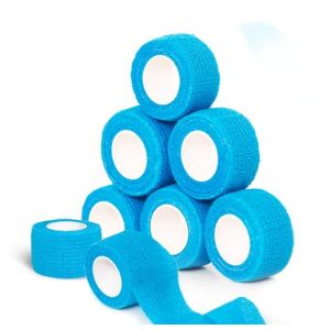 GTAGKOMMEN 8 Rouleaux (Bleu, 2.5cm x 4,5 m) 200% d'Élasticité Strap Sport Bande Cohésive Bandage Bande Strapping Adhésif Bande Strapping Bandage
