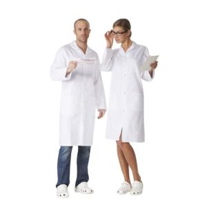 KODAMA Blouse Mixte Blanche de Laboratoire 100% Coton - Fermeture par Boutons Pression
