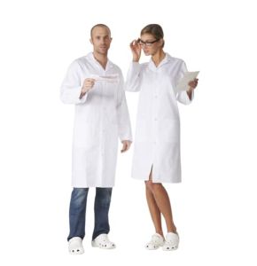 KODAMA Blouse Blanche de Laboratoire 100% Coton - Fermeture par Boutons Pression