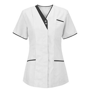 Chic Elegant V-Neck Tunic for Aesthetician Work Blouse