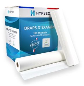 HYPSEO Drap d'Examen Écologique Lisse Pure Ouate - Fabriqué en France - Lot de 12 Rouleaux, 150 Formats - Qualité Premium 50 x 34 cm - ECOLABEL ...