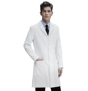 W. Brooke Blouse Ajustée pour Hommes, Poches de Hanches, Fermeture à Boutons, Blanc, pour Laboratoire