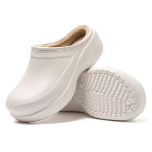 JOMIX Sabot Fourrure Femme Sabots Médical Femme Sabot Orthopédique Pantoufles Anatomiques Caoutchouc Travail Sanitaire Hôpital Cuisine (Blanc, 36)