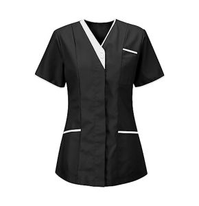 Haolei Tunique Esthéticienne Femme Col en V Manche Courte Uniforme de Travail