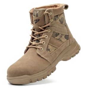 COOU Safety Shoes for Men and Women Lightweight High-Top Comfortable Work Boots with Steel Toe 151/Kaki39
