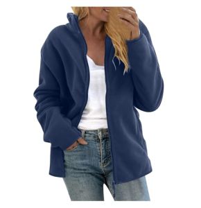 NSICBMNO Plus Size Hooded Zip-Up Fleece Jacket with Pockets for Women - Women's Winter Coats - Long Sleeve Fleece Jacket