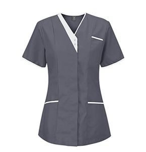 Générique Tunique Femme Col en V Manche Courte Uniforme de Travail Esthéticienne