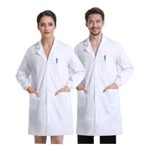 JXCTNNU Blouse Blanche Blouse Laboratoire Scolaire de Chimie Blouse de Médecin pour Homme Femme louse Chimie Lycee Longues Blouse de Médecin avec...