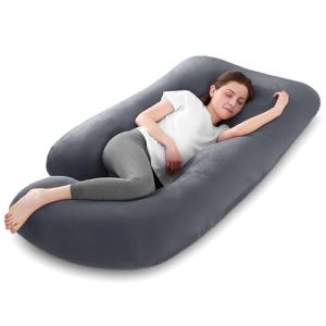 Mozvvco Pregnancy Pillow, Nursing Pillow, J-Shaped Pregnancy Pillow for Pregnant Women with Removable Velvet Cover